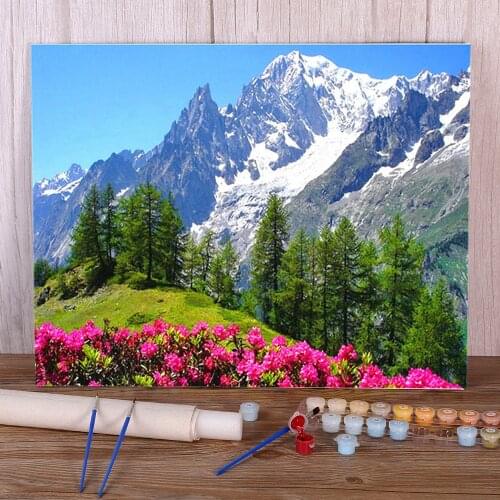 Flower Landscape DIY Paint By Numbers Complete Kit Acrylic Paints 50*70 Canvas Painting New Design For Kids Handicraft Art