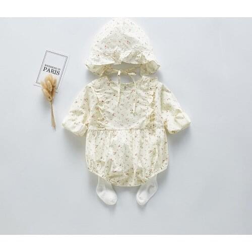 Lovely cozy toddler girls romper Spring summer floral design newborn baby jumpsuit long sleeve infant kids clothing set onesie