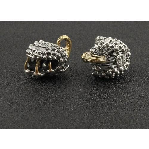 Ferocious Beast Bell Keychain DIY Small Bell China Animal Brass Knife Beads White Copper Auspicious Animal Paracord Beads