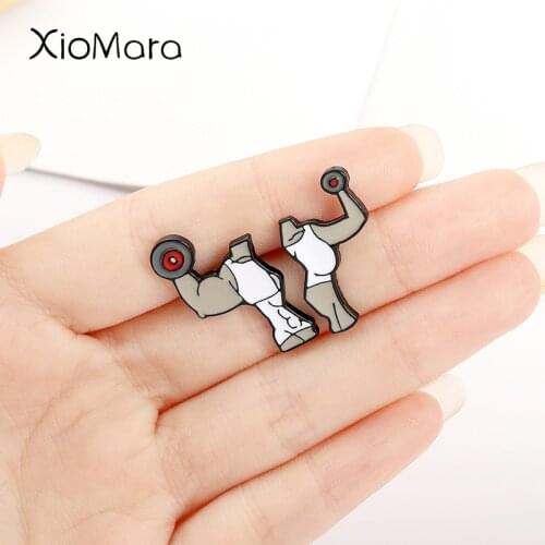 Fitness Muscle Pectoral Muscle Enamel Broochs Weightlifting Sport Human Pins Gift For Friends Shirt Backpack Badge Custom
