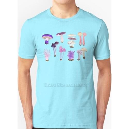 Purples & Pinks - A Mix Of Kay Smith Mushrooms Short Sleeves T-Shirt Men Fashion Summer Tops 100％ Cotton Funny Tee Shirt