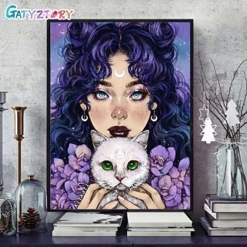 GATYZTORY 5D DIY Diamond Painting cartoon girl Cross Stitch Kit Mosaic Diamond Embroidery figure Full Square Drill Home Decorati