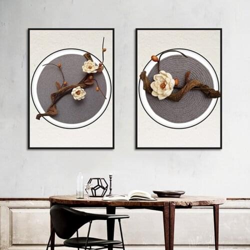 Chinese Red New Three Dimensional Dried Flower Couplet Painting Wall Art Canvas Painting Decoration Painting