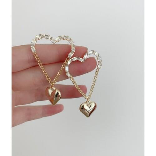 Korean Fashion New Tassel Asymmetric Love Earrings Temperament Versatile Long Pendant Earrings Womens Jewelry