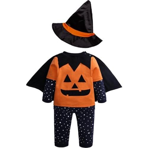 Baby Girl Clothes Childrens Halloween Pumpkin Baby Boy Sets T-Shirt Pants Hat 4PCS Clothing Bodysuits Infants Autumn Ropa Bebe