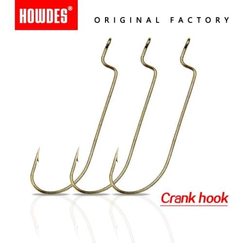 HOWDES 20/pcs Crankhook 2/0# fishing high carbon steel for soft lure worm Assisthook Pesca bait for carp fishing Tackle Peche