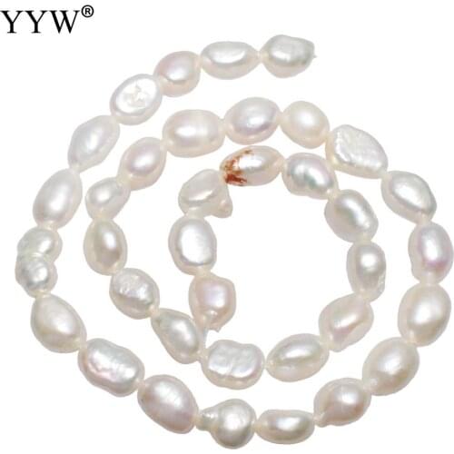 Cultured Baroque Freshwater Pearl Beads Nuggets natural white 8-9mm Approx 0.8mm Sold Per Approx 14.5 Inch Strand