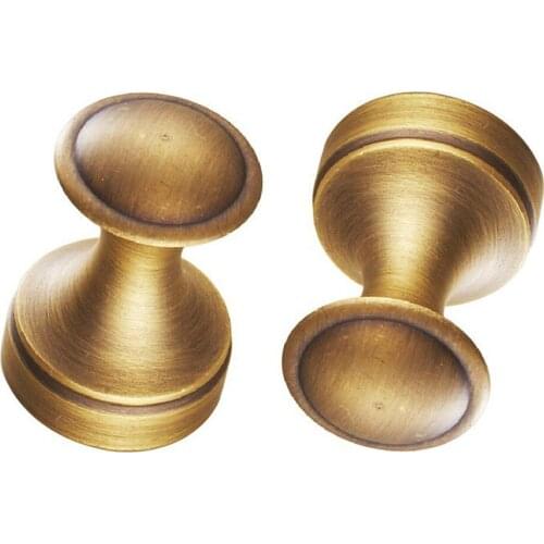 Leyden Sturdy Brass Towel Hook Set of Two Round Type, Wall Mounted 2 Coat Robe Hangers Small Size Heavy Duty Antique Brass