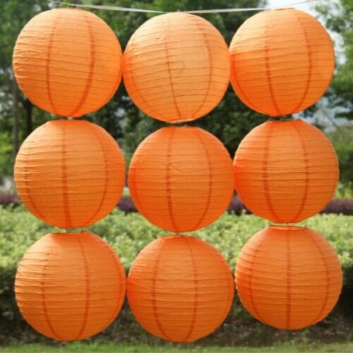 Hot sale 1pc 4" 6" 8" 10"12" 14" 16" Orange Chinese Paper Lanterns Round Paper Ball Lamps Wedding Christmas Party Lampion Decor