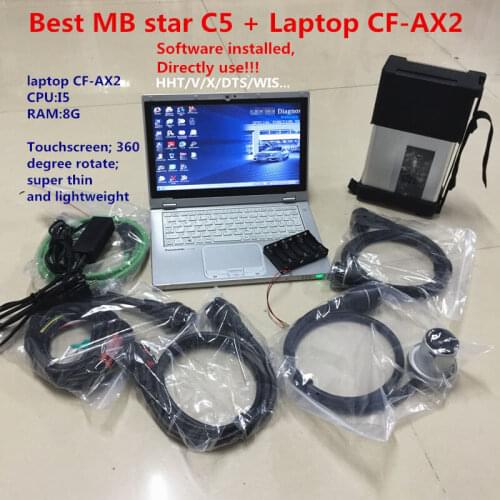 Mb Diagnostic Computer Sd Connect STAR C5 WIFI Diagnosis with Super Ssd Software 2021.06 Laptop CF-AX2 i5 8g TOUCH SCREEN