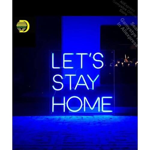 Neon Sign for Lets Stay Home Neon Bulb sign handcraft neon signboard icons luces neon lights Store Wall Displays Cubs Neon Sign