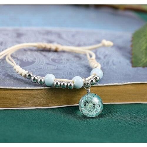 2020 NEW National style woven ceramic dry flower bracelet retro style couple hand rope boyfriend and girlfriend gift jewelry