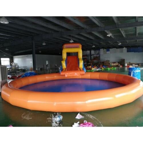 New style inflatable amusement center park swimming pool with slide and climbing wall