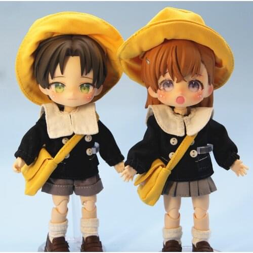 Ob11 Clothes Kindergarten Suit Uniform Fisherman Hat Shirt Skirt Pants Bag School Uniform for Molly, Gsc, 1/12bjd Doll Costumes