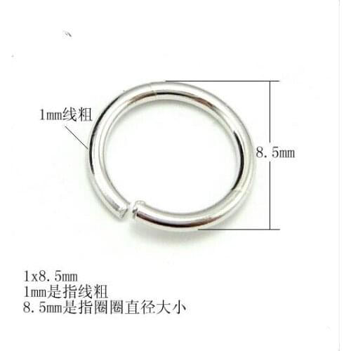 Wholesale Pure Solid sterling 925 sliver Accessories 100pcs Real 925 Silver Open Jump rings 8.5x1mm Jump Ring Finding