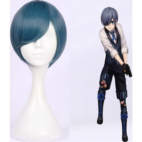 Anime Black Butler Cosplay Wigs Ciel Phantomhive Cosplay Wig Heat Resistant Synthetic Wig Hair Halloween Party Kuroshitsuji Wig