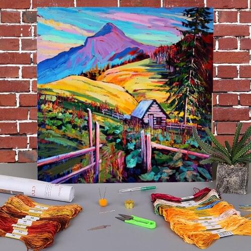 Landscape Printed 11CT Cross-Stitch Embroidery Patterns DMC Threads Hobby Handicraft Sewing Handmade Different Design