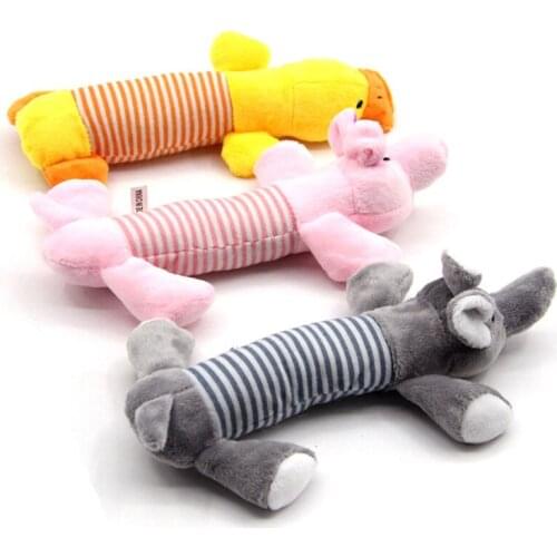 Squeak Chew Dog Toys Sound Dolls Dog Cat Fleece Pet Funny Plush Toys Elephant Duck Pig Fit for All Pets Durability
