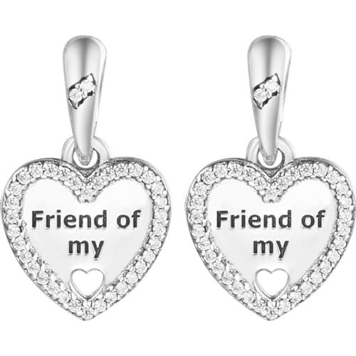 Authentic 925 Sterling Silver Hearts of Friendship Dangle Charms Beads for Jewelry Making Fits Original Charm Bracelet perle