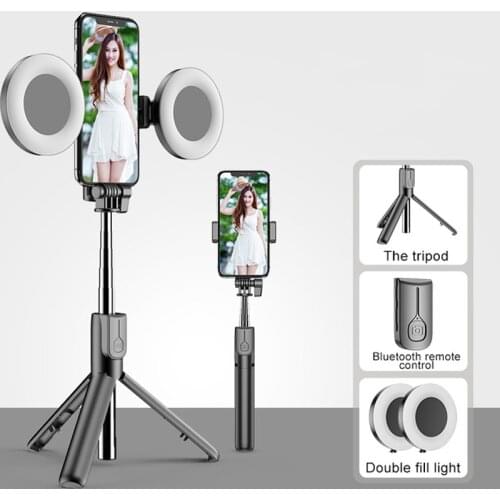 Tongdaytech 2IN1 Portable Bluetooth Selfie Stick With Ring Fill Light Foldable Tripod Photo Vedio Live For Iphone Xiaomi Samsung