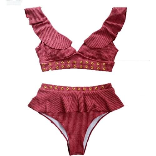 VSUE Sexy Bikini Set Two Piece Swimsuit Bikinis Swimwear Women Solid Female Swimming Suit Beachwear Bathing Suit Y0007