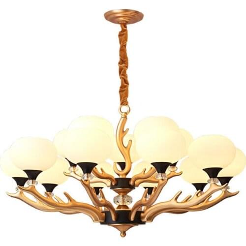 Modern LED chandelier Glass Pendant Chandeliers Deer Lamp Arm Brass Lighting fixture living room bedroom Hotel hanging lamp D79