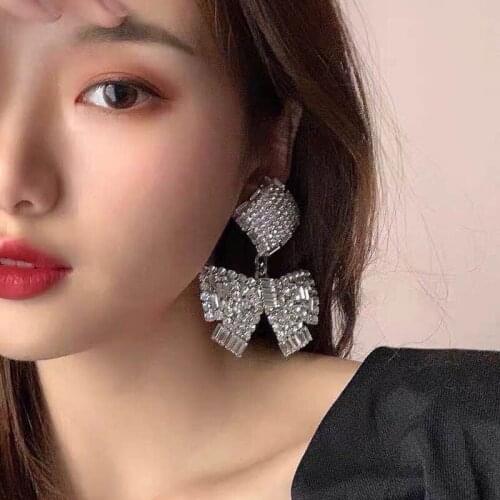 Light luxury Upscale Bowknot Earrings Fashion Woman Boutique Cubic Zirconia Trendy Jewellery Golden Exaggeration Wholesale