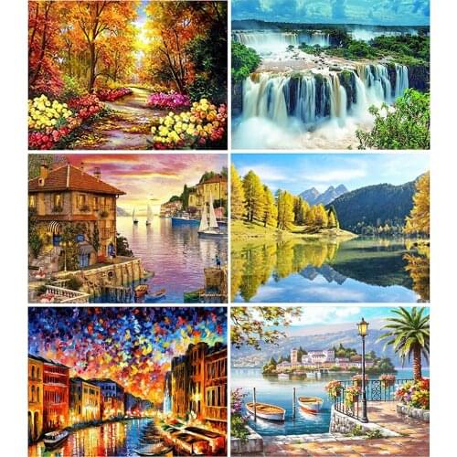 Landscape Series Cross Stitch 11CT Ecological Cotton Thread Printing Embroidery Home Decoration Hanging Painting Gift 50x40cm
