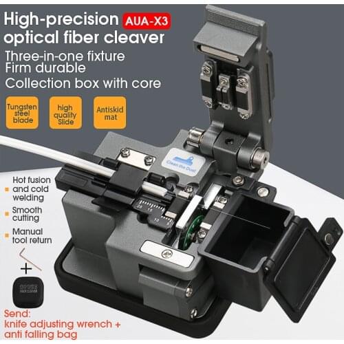 High Precision Fiber Cleaver AUA-X3 FTTH Cable Fiber Optic Cutting tool Cutter Three-in-one clamp slot 24 Surface Blade