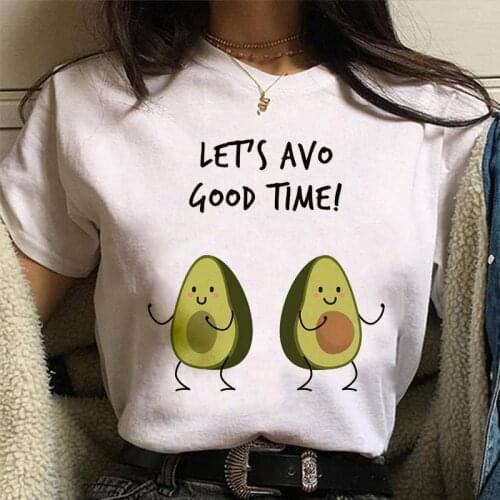 Avocado Kawaii Graphic Print T-shirt Women Harajuku Aesthetic White Top Casual Tshirt 2021 New Summer Fashion Y2k Female T Shirt
