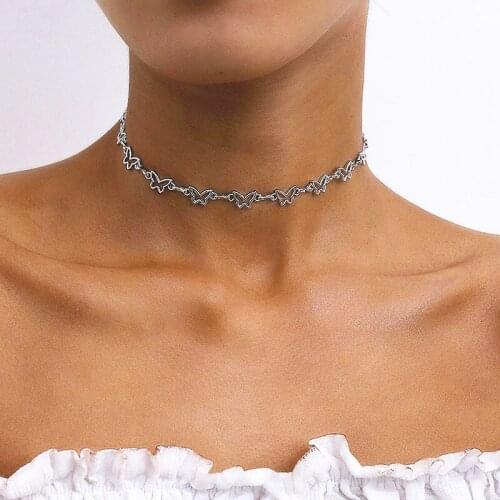 Simple Temperament Hollow Butterfly Choker Necklace Women Elegant Fashion Chocker Geometric Clavicle Necklace Jewelry XR3126