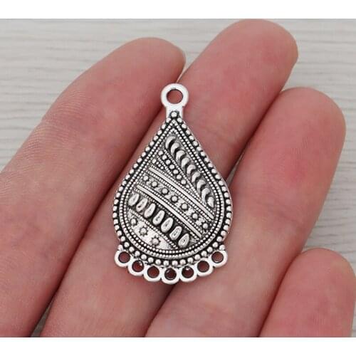 20 x Tibetan Silver Boho Waterdrop Multi Strand Earring Chandelier Connectors Charms Pendants for Jewelry Findings 38x21mm