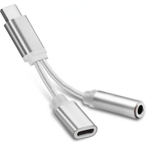 2in1 USB-C Cable Type C to 3.5mm Jack Audio Cable AUX USB Type-C Headphone Charging Adapter Mobile Phone Earphone Adapter