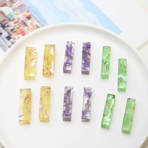 4pcs Embedded eternal flower transparent rectangular Earrings for Women acrylic all-match pendant jewelry accessories materials