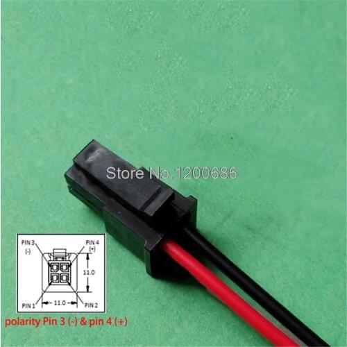 5CM 22AWG Molex P/N 43025-0400 4 Pin Molex Micro-Fit 3.0 dual row (4 Circuits) Male 20 cm long cable Pin 3 (-) pin 4 (+)