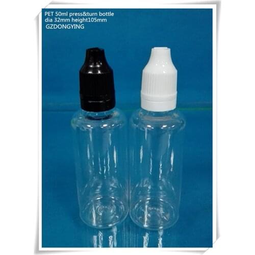 50ml E-cig dropper bottle,PET bottle with press&turn cap,long thin tip high quality 500pcs