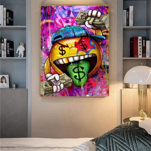 Abstract Street Graffiti Art Money on The Tongue and Prints Mural Pictures for The Living Room Childrens Room Home Decor Poster