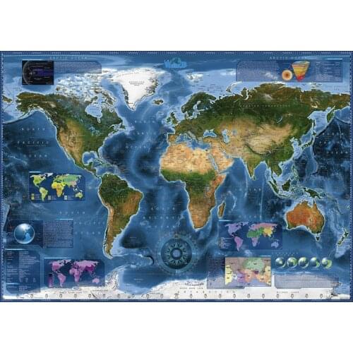 JMINE Div 5D ocean sea Word Map Full Diamond Painting cross stitch kits art High Quality Scenic 3D paint by diamonds