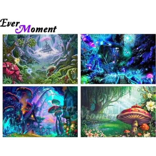 Ever Moment Diamond Painting Fantasy Mushroom Full Square Crystal Resin Drill Embroidery 5D Mosaic Wall Decoration ASF2220