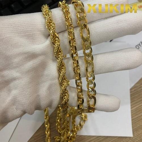 Xukim Jewelry Cordell Chain kejsarlänk kejsarlank kejsarlånk 7mm Gold Box Clasp Angel Chain Figora Chain Rope Chain GSC001-C