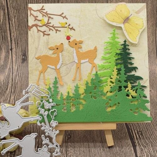 Tree Forest Deer Metal Cutting Dies For Scrapbooking Paper Card Album Decoration Embossing Template Craft Dies