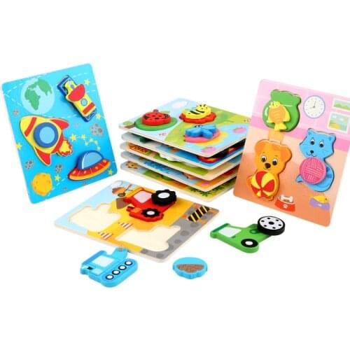 Baby Toys Wooden 3d Jigsaw Puzzle Cartoon Animal Montessori Children Match Puzzle Toys For Children