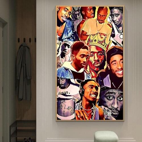 Portrait of Tupac 2pac Art Posters and Prints Modern Art Paintings on the Wall Art 2pac Tupac Pictures For Living Room Cuadros