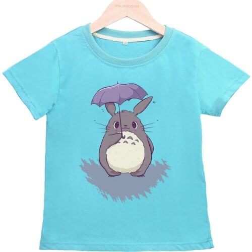 Cute cartoon Totoro print short-sleeved T-shirt shirt for boys and girls summer sports and leisure short-sleeved T-shirt