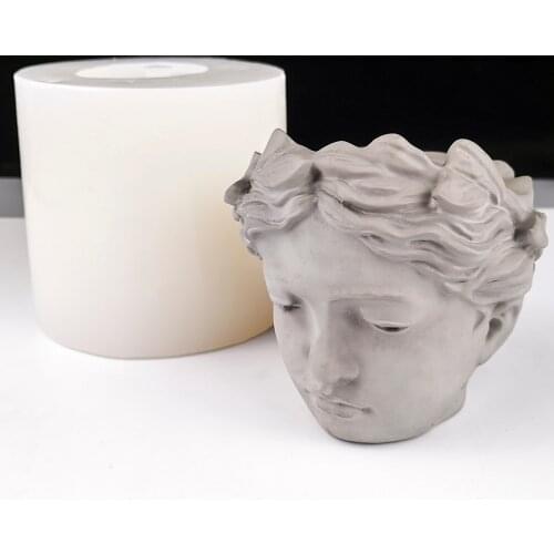 HP0215 Human head flower pot concrete flower pot mold succulents cement flower pot silicone mold cement clay mold