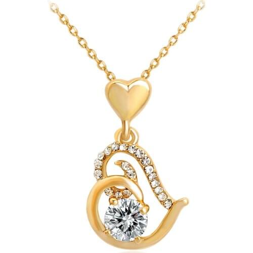 Exquisite heart shaped zircon pendant necklace jewelry rhinestone necklace for women gift
