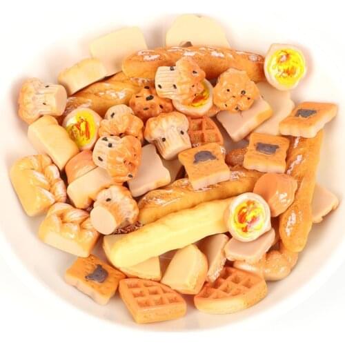 10Pcs 9 Styles Simulation Bread Food Accessories Resin Cabochon Flatback Decoration Crafts Embellishments For Scrapbooking DIY