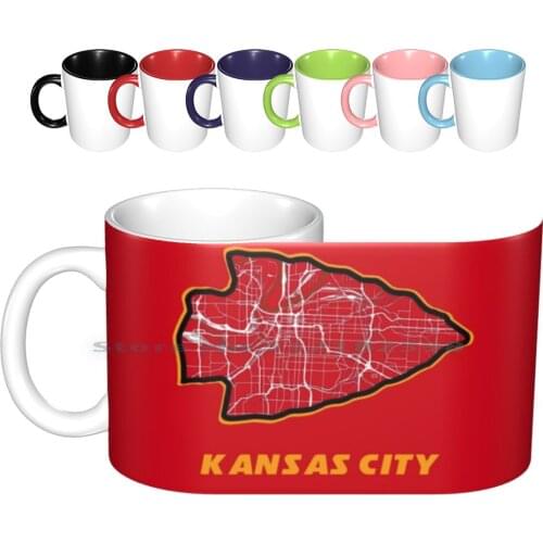 Kansas City Arrowhead Map In Chiefs Colors Ceramic Mugs Coffee Cups Milk Tea Mug Kansas City Kc Kcmo Chiefs Kansas City Map Map