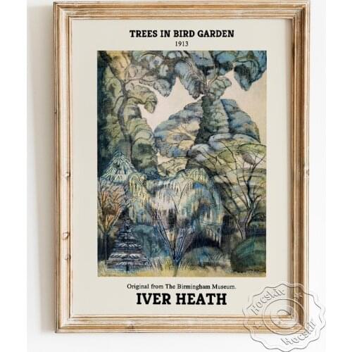 Paul Nash Exhibition Museum Poster, Trees In Bird Garden Scenery Canvas Painting, Iver Heath Landscape Wall Picture Home Decor