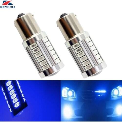 KEYECU 2x 1156 1157 12V 5630 33-SMD 1200Lums 6500K Super Bright Blue LED Turn Tail Brake Stop Signal Light Lamp Bulb
